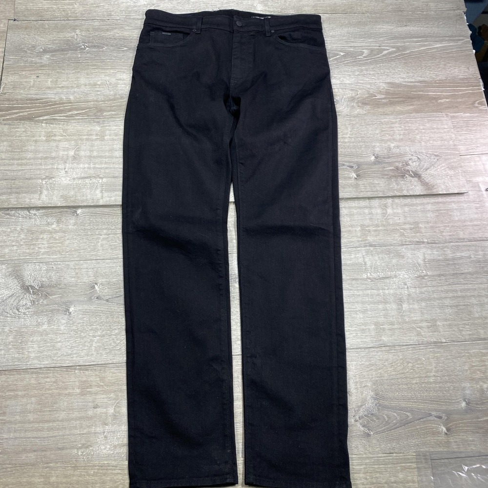 Hugo Boss Jeans Mens 32x32 Black Stretch Cashmere Touch‎ Denim Italian Fit